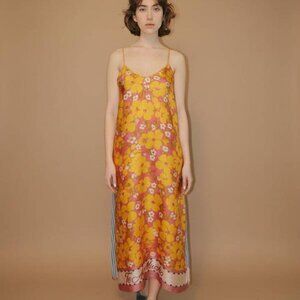 Me369 Olivia Camisole Maxi Dress Yellow Floral Slip Dress NWT - Size Small